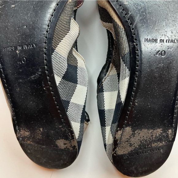 BURBERRY Canvas Leather Buckle Bridle Housecheck Falconry Ballerina Flats- EU 40 - Picture 9 of 9